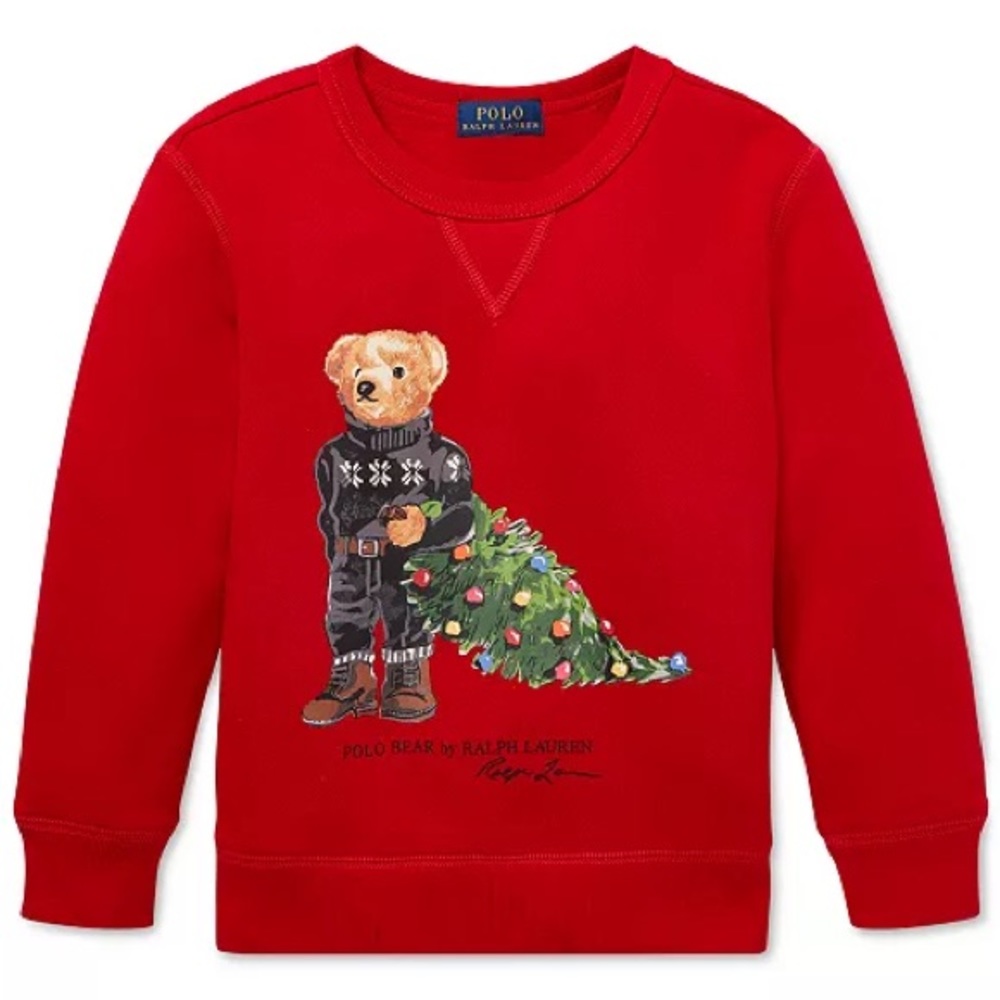 Polo Ralph Lauren Kids Red Holiday Bear Fleece Sweatshirt 4T